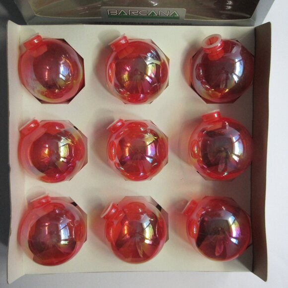 9 BARCANA Pink Iridescent Plastic Ornament Globe Light Covers CANADA Vintage 3" - Picture 1 of 7